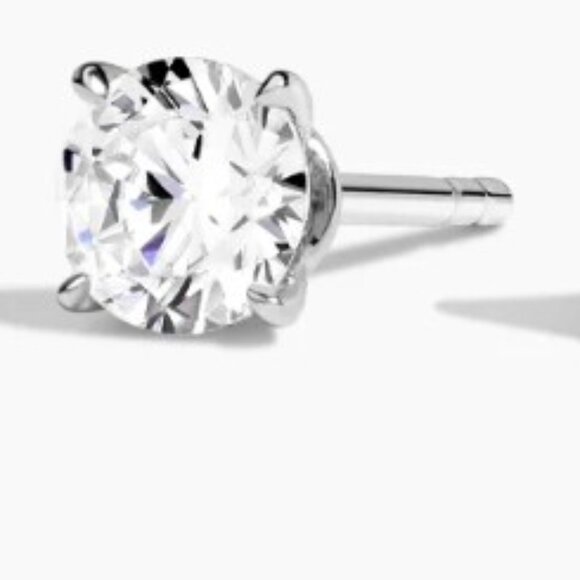Moissanite 1 CT Round Perfect Stud Earrings Claw Prong 925 Sterling Silver NWT - Picture 2 of 10